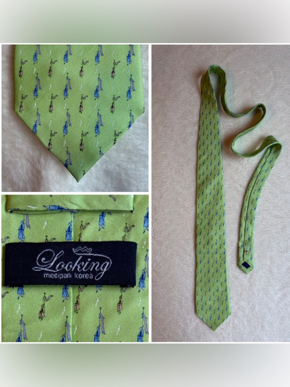 Looking Medipark Korean Men's Marching Figures 100% Silk Woven Classic Tie